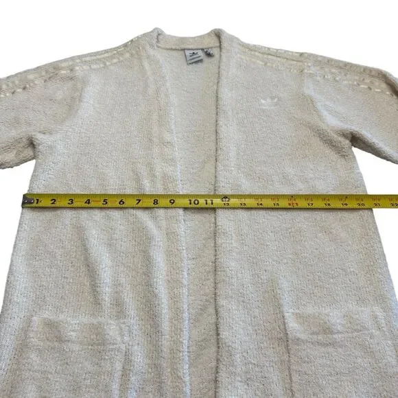 ADIDAS Originals Womens Velour Layering KIMONO Sz XS Wonder White Pockets Poly - Picture 14 of 14